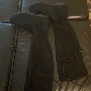 Over the Knee Black Suede Boots